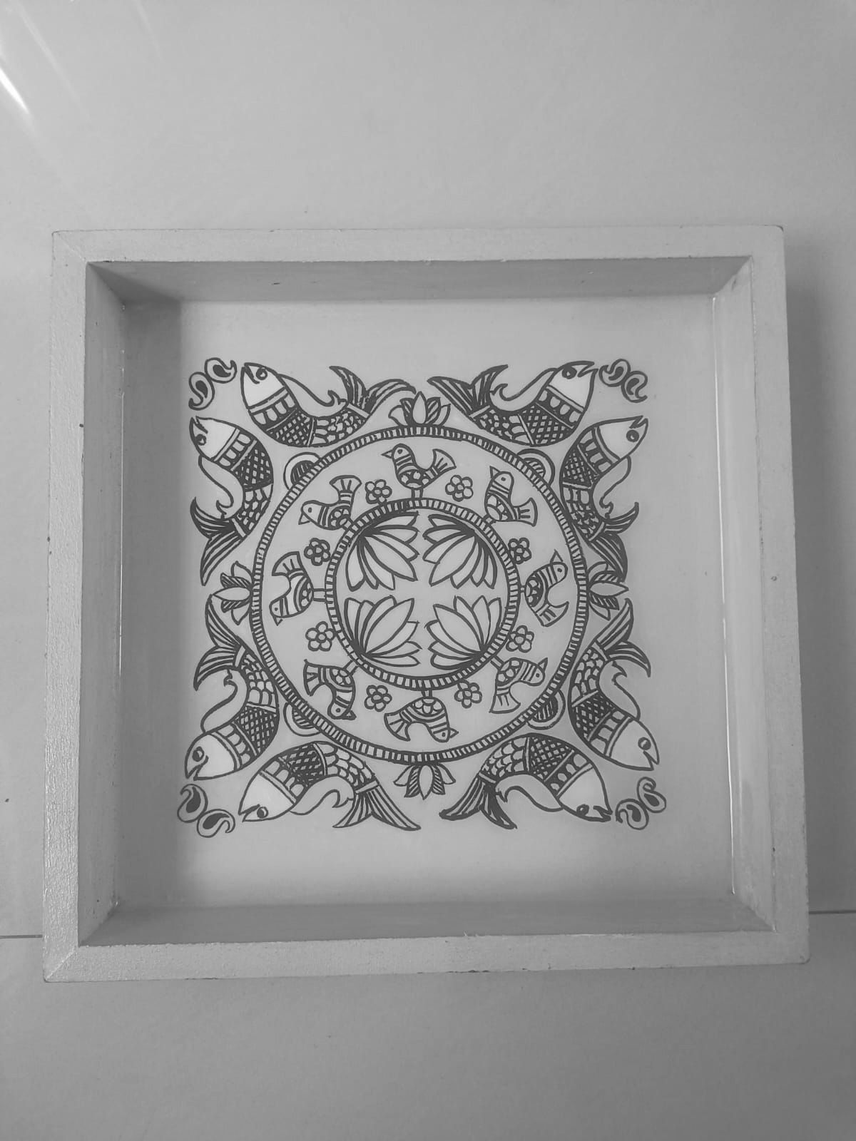 Madhubani Painting On Wooden Tray