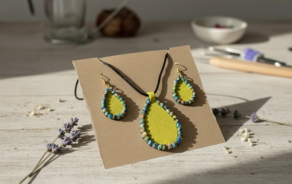 Mosaic-Bordered Lime Teardrop Set