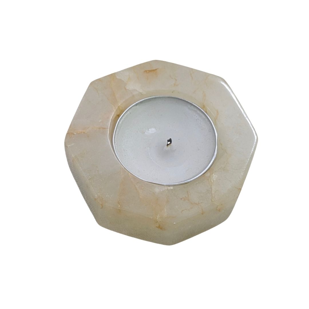 White Quartz Tealight Holder for Calm Interiors