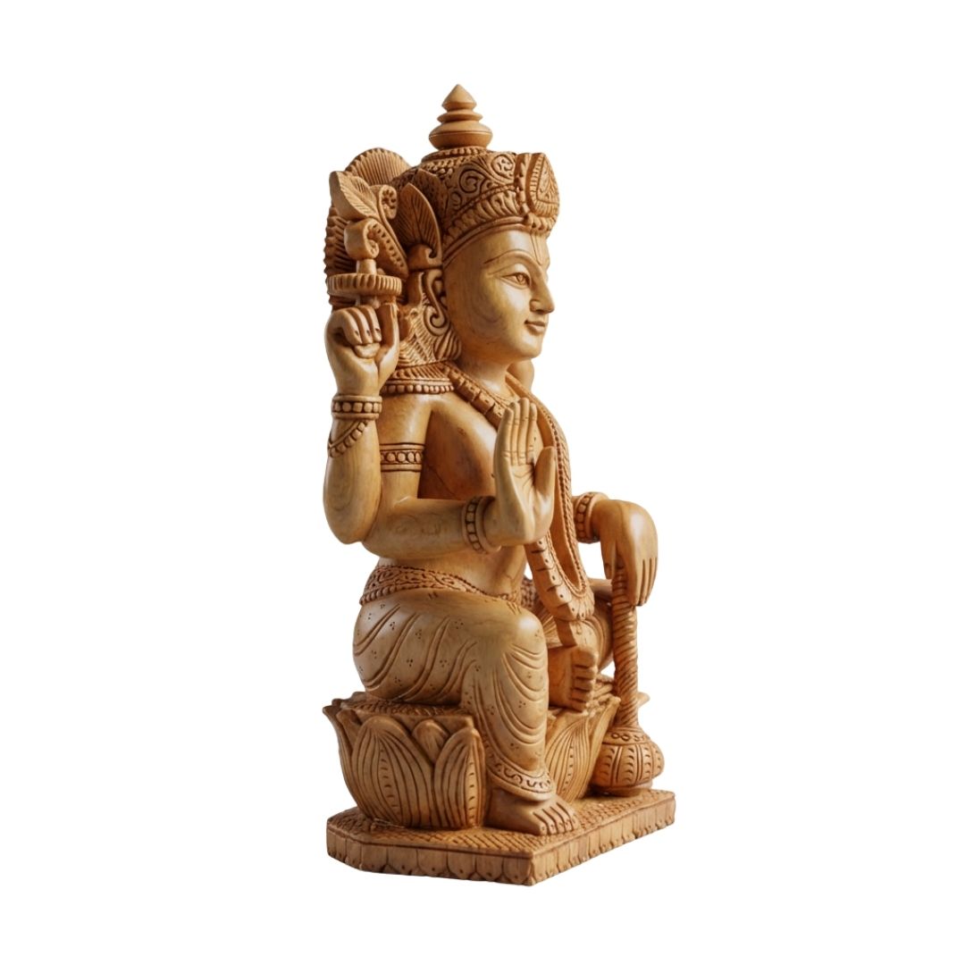 Sandalwood Lord Shiva Idol with Trishul and Damaru