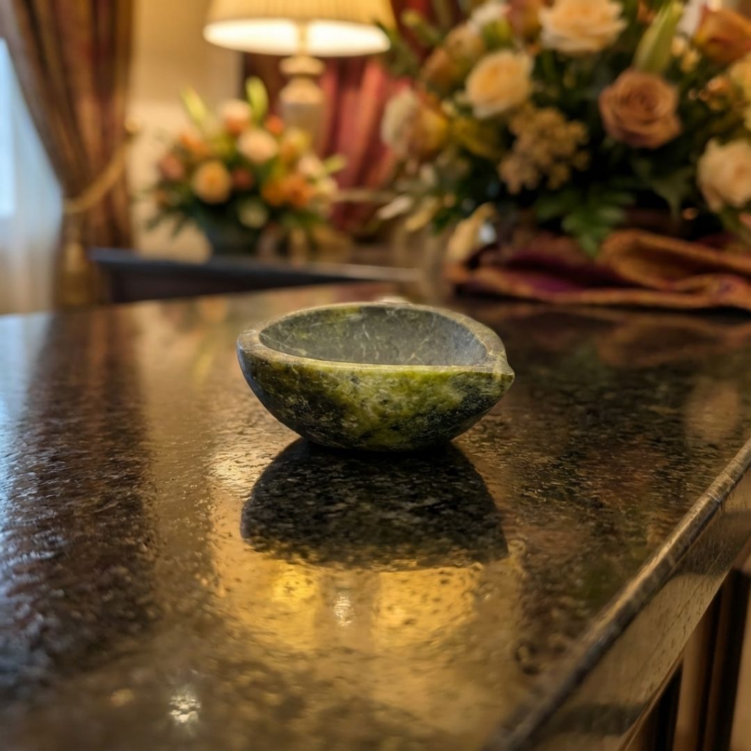 Serpentine Stone Tealight Holder for Calm Interiors 