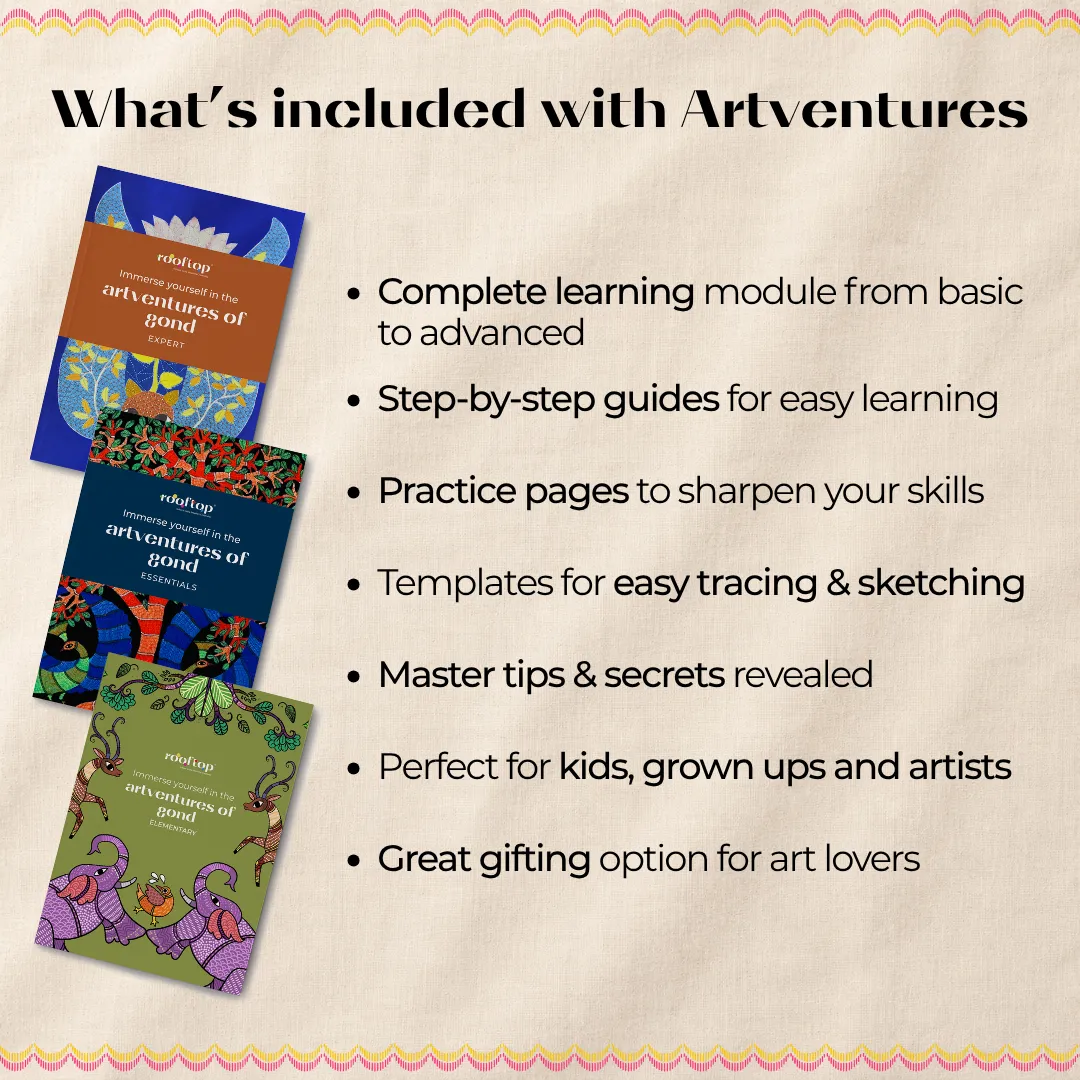 Artventures of Gond – Indian Tribal Coloring & Activity Book (Set of 3)