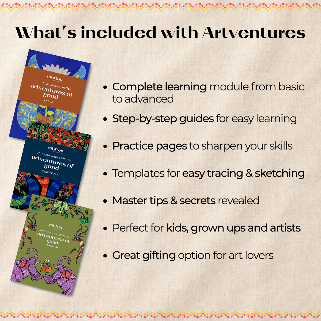 Artventures of Gond – Indian Tribal Coloring & Activity Book (Set of 3)
