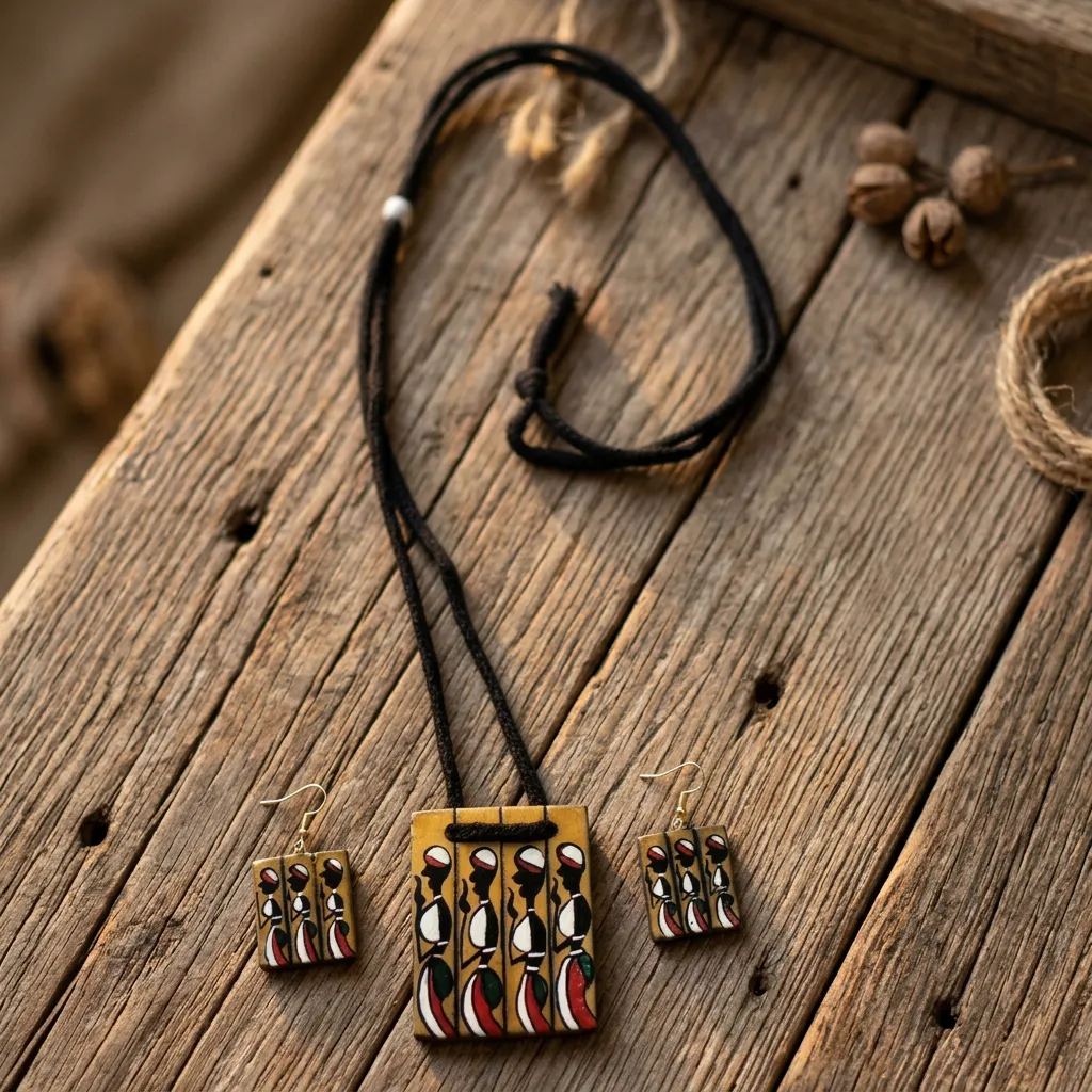 Handmade Terracotta Jewellery Set with Earrings