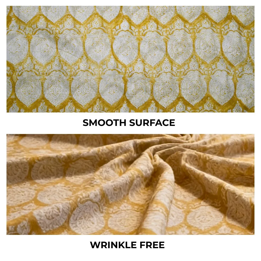 Single-Sided Hand Block Printed Mal Cotton Fabric – Yellow Floral | Sold Per Meter