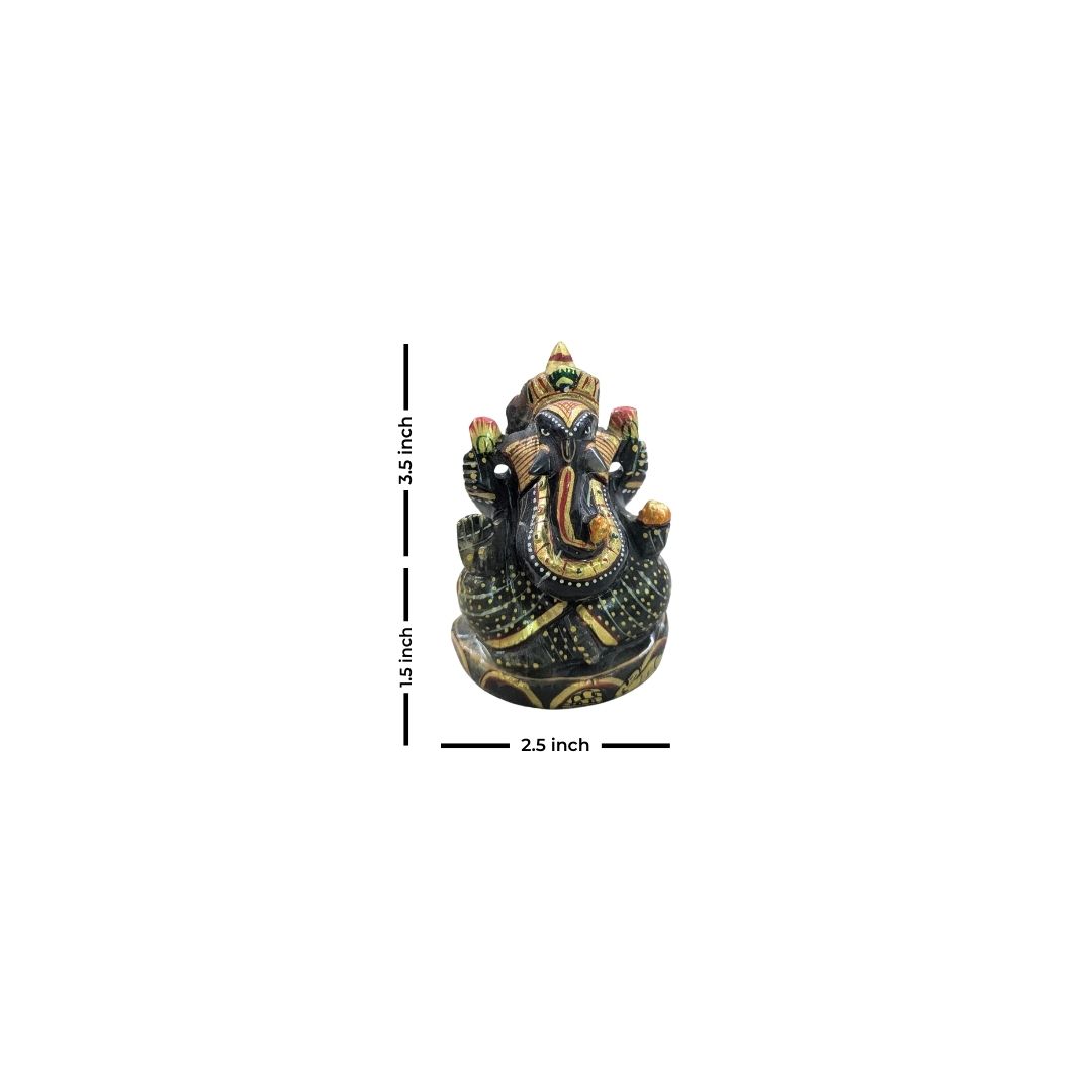 Aventurine Ganesha Idol Hand-Carved in Natural Stone 