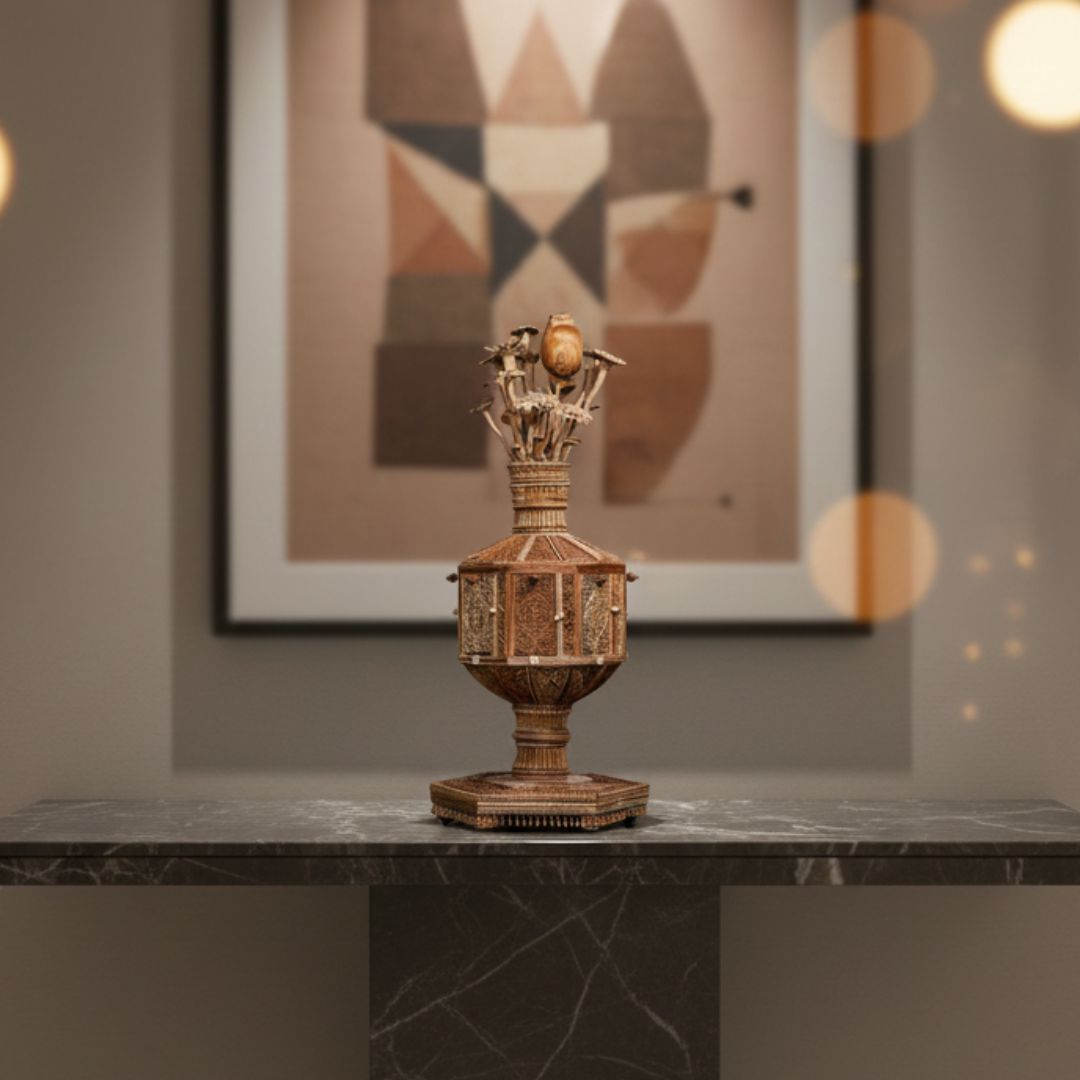 Pure Sandalwood Seven Wonders Decorative Sculpture 