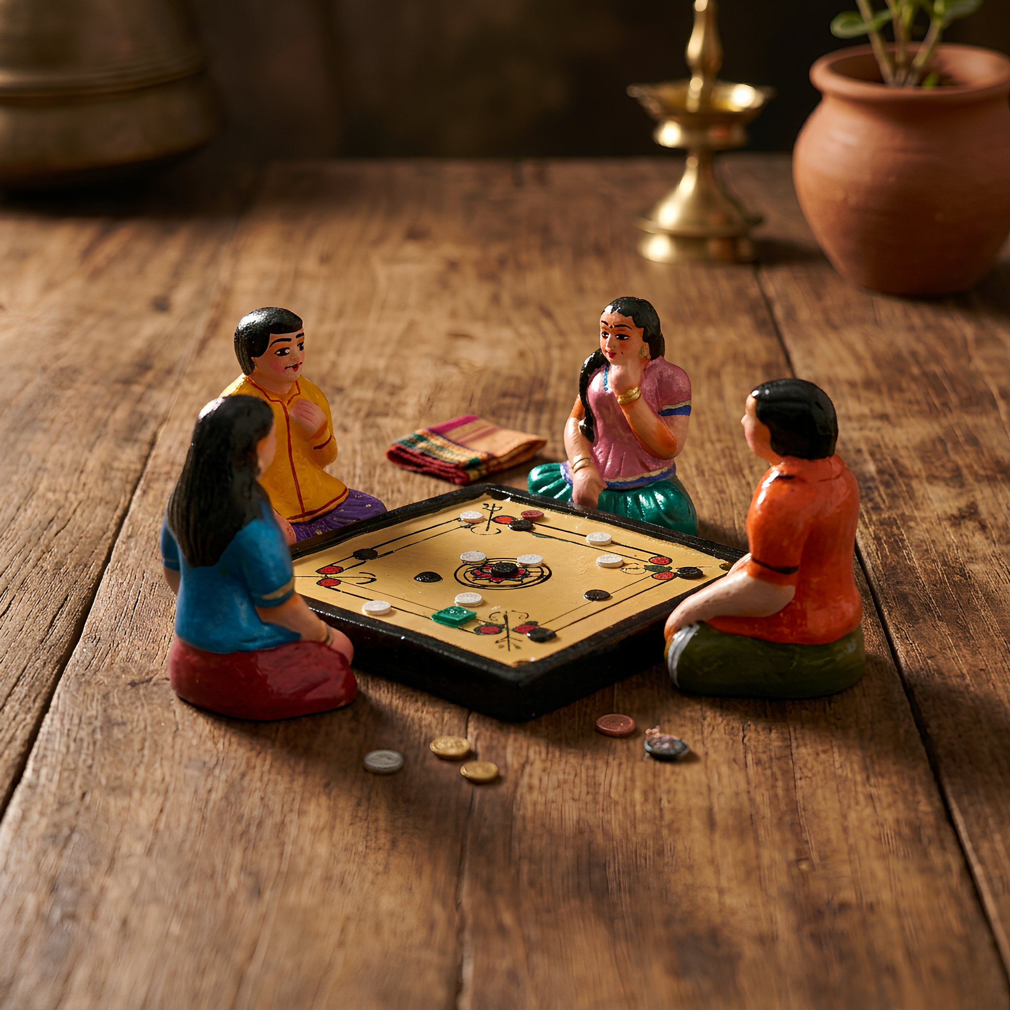 Krishnanagar Clay Carrom Set | Golu Dolls