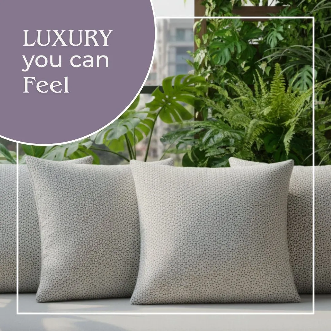 Block Printed Cotton Cushion Covers with Subtle All-Over Pattern (Set of 2)