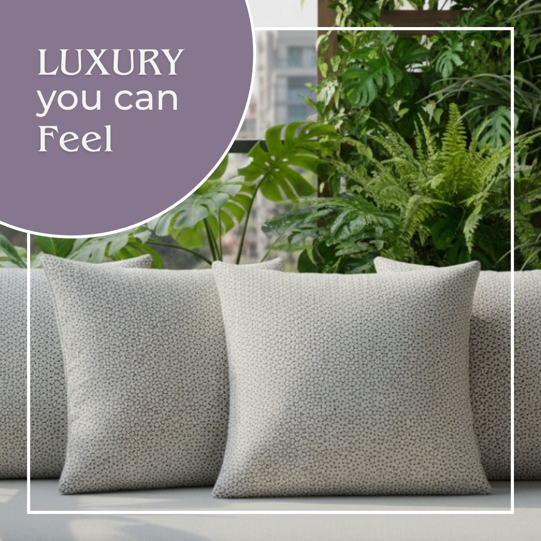 Block Printed Cotton Cushion Covers with Subtle All-Over Pattern (Set of 2)