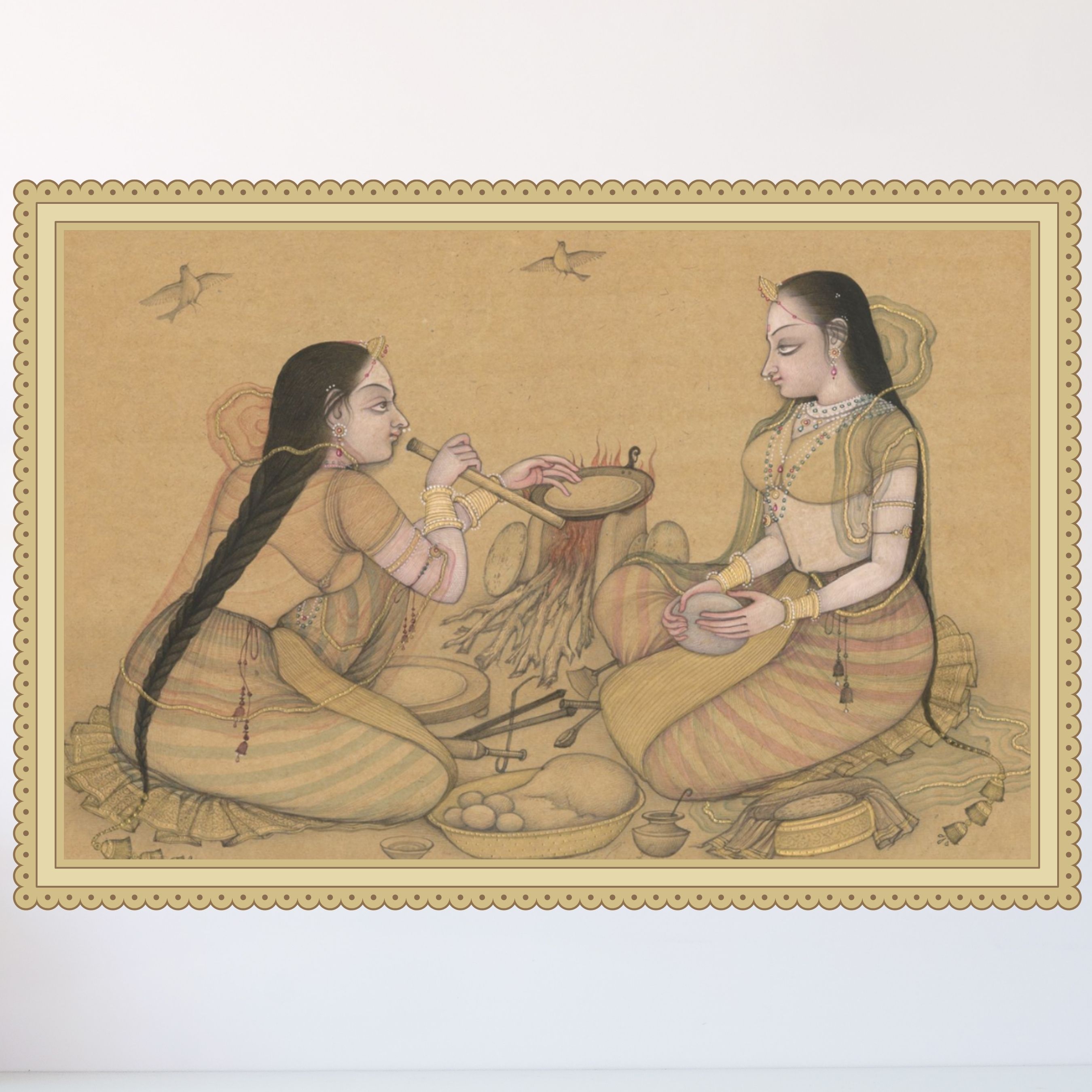Women Preparing Roti (Indian Bread)