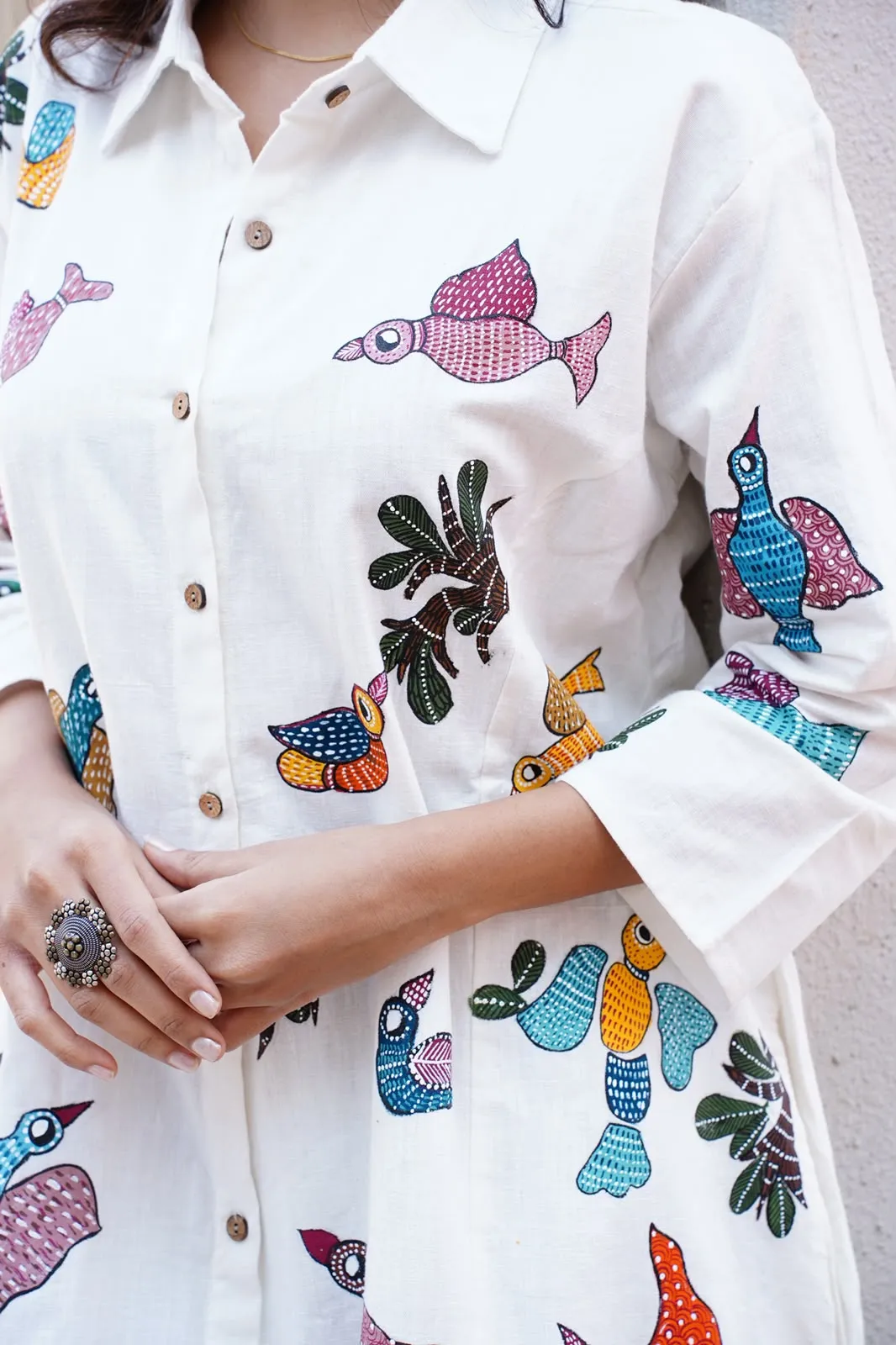 Hand painted gond shirt dress