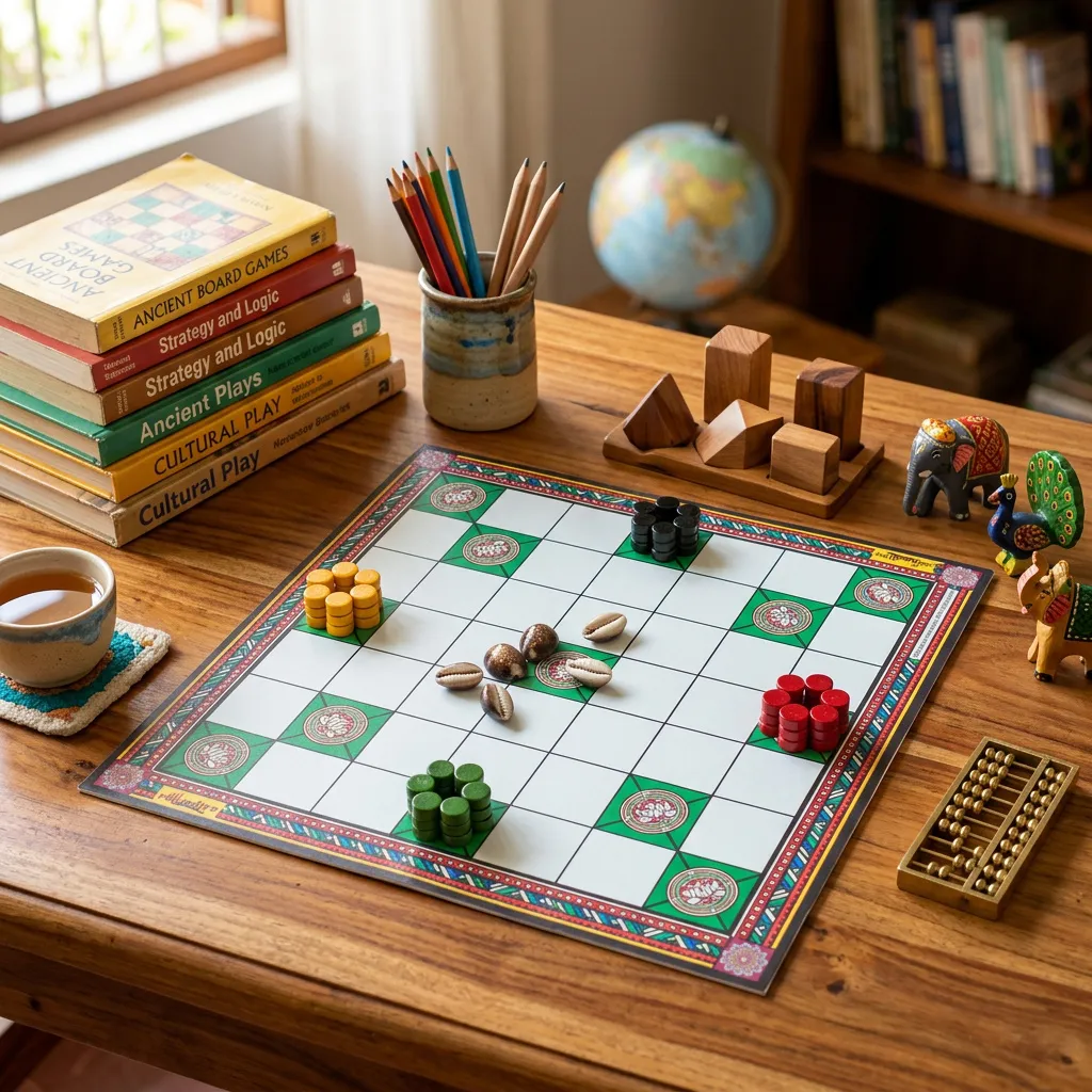 Chowka Bara 5 & 7 House Board Game Combo Set | Cotton Canvas Mat & Wooden Pawns | Ashta Chamma (Telugu), Daayam (Tamil) | Includes How to Play Instructions