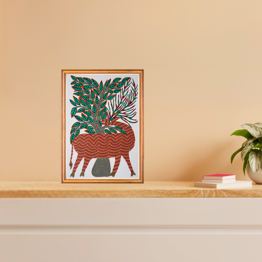 Barasingha and Tree