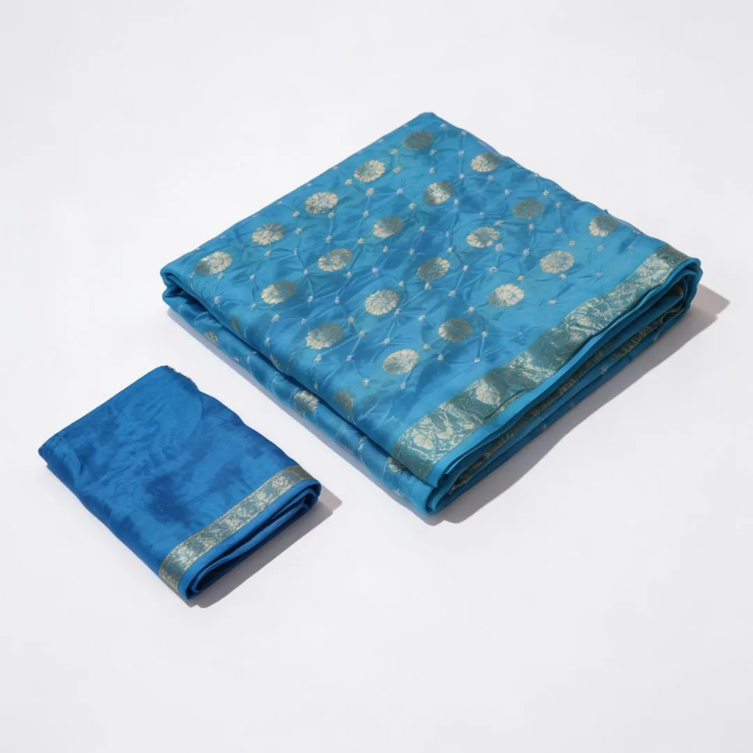 Silk Doller Silki Butta Saree with Coordinated Blouse Piece (Unstitched)
