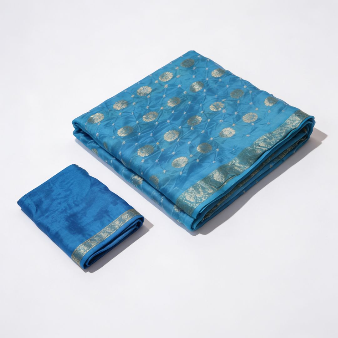 Silk Doller Silki Butta Saree with Coordinated Blouse Piece (Unstitched)