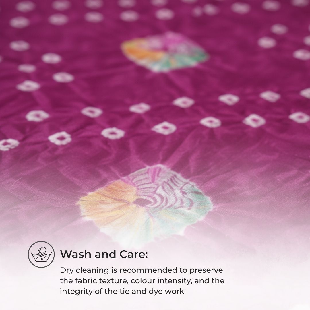 Semi Silk Bandhej Tie & Dye Saree with Coordinated Blouse Piece (Unstitched)