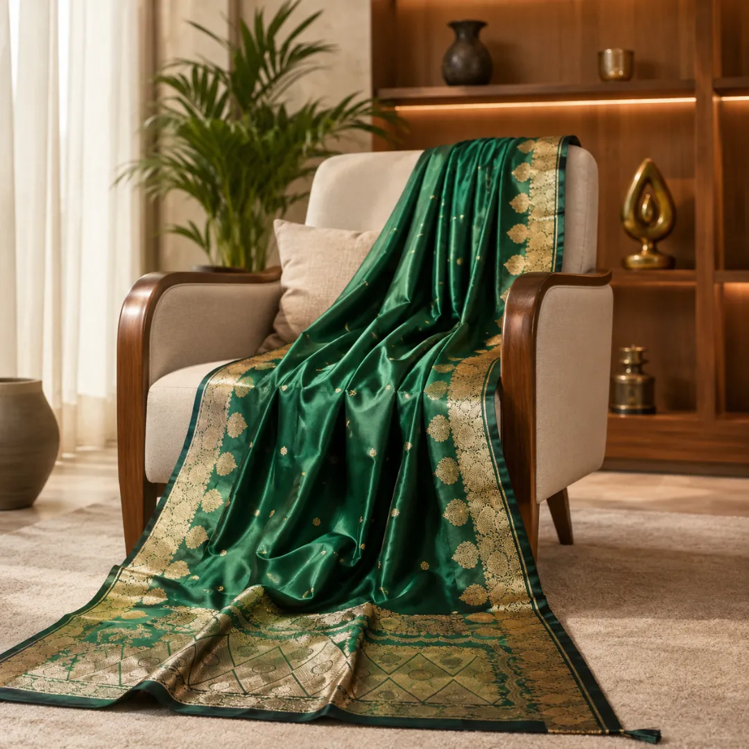 Emerald Green Monipuri Resham Silk Saree – Handcrafted Elegance with Silk Mark 