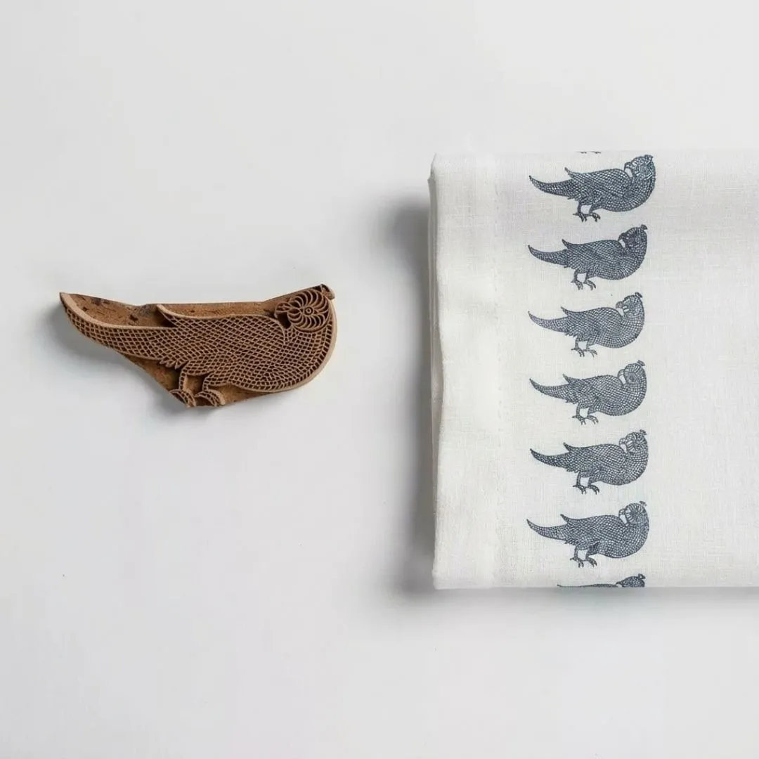 Handcarved Gurjan Wood Bird Block for Textile and Craft Printing