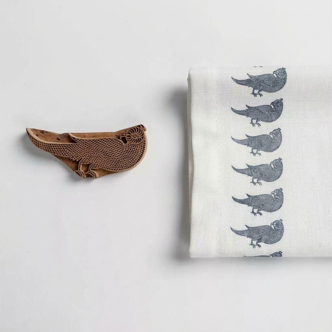 Handcarved Gurjan Wood Bird Block for Textile and Craft Printing