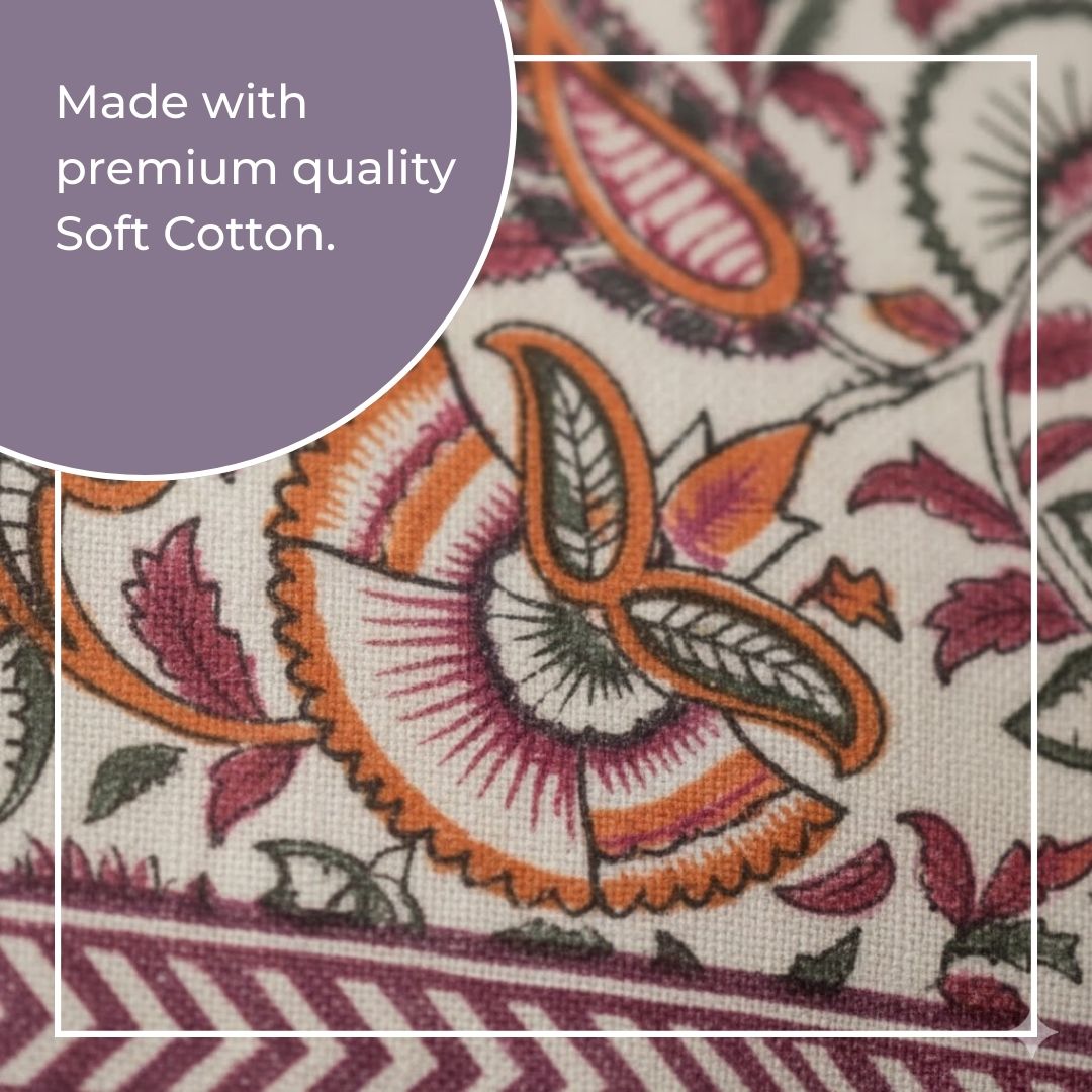 Block Printed Cotton Cushion Covers with Traditional Motif Pattern (Set of 2)