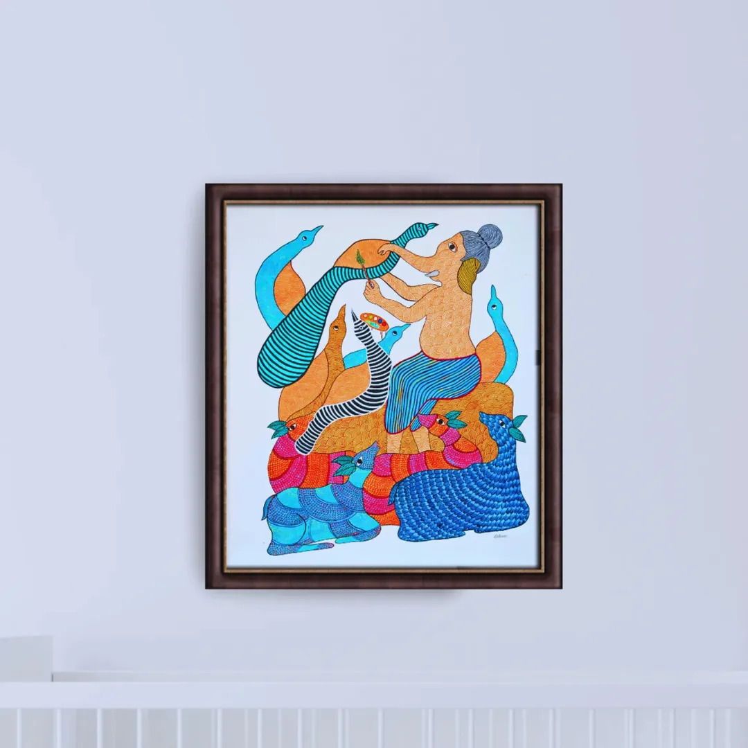 Lord Ganesh painting the peacock