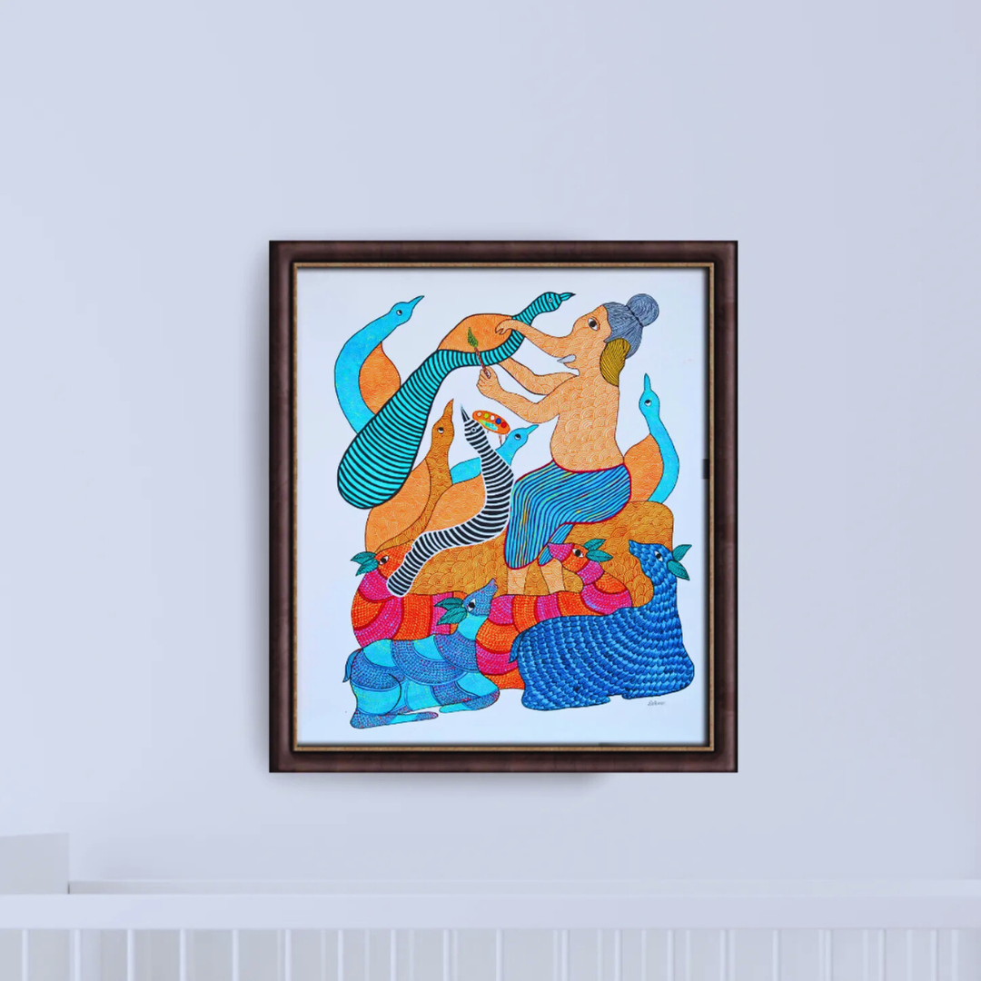 Lord Ganesh painting the peacock