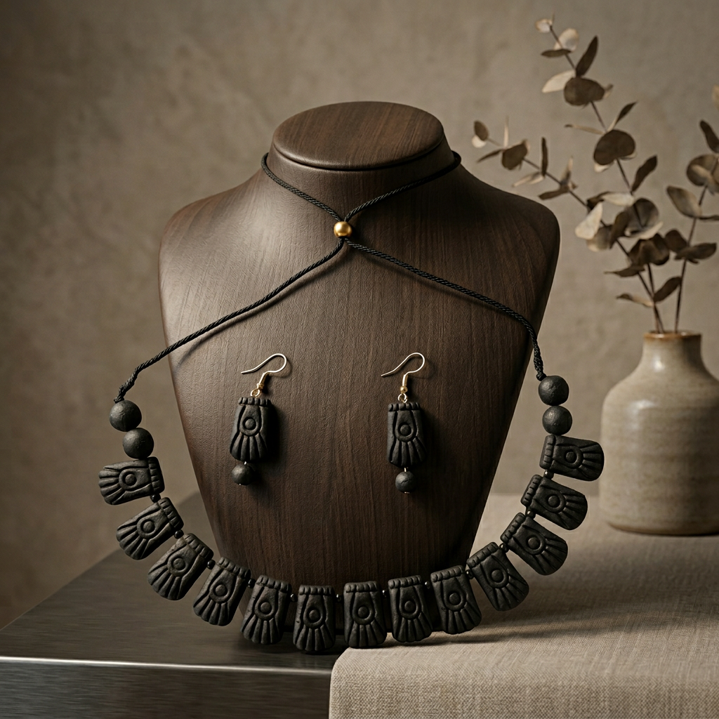 handmade terracotta jewellery set