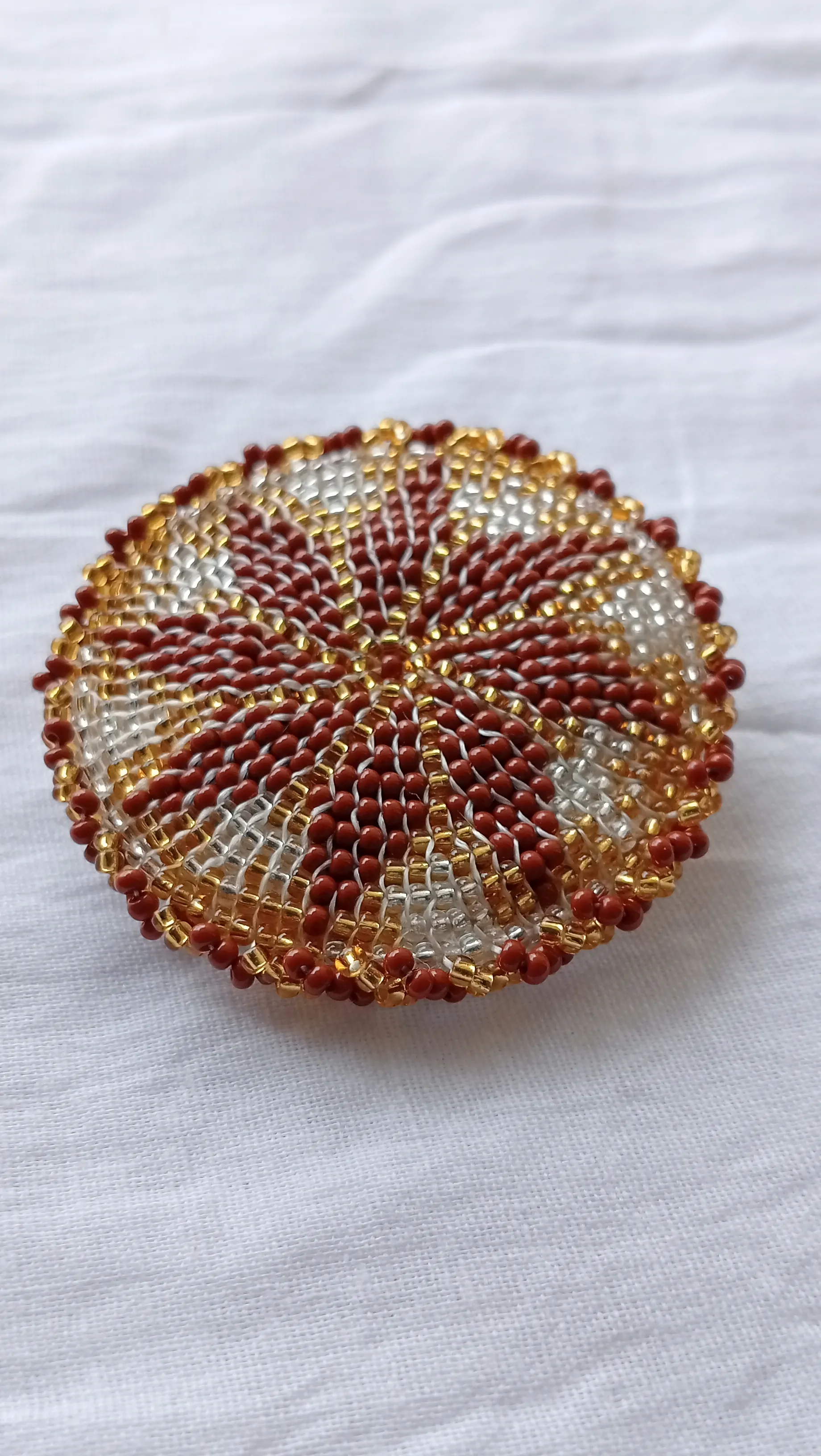 Floral Beadwoven Round Hairclip 