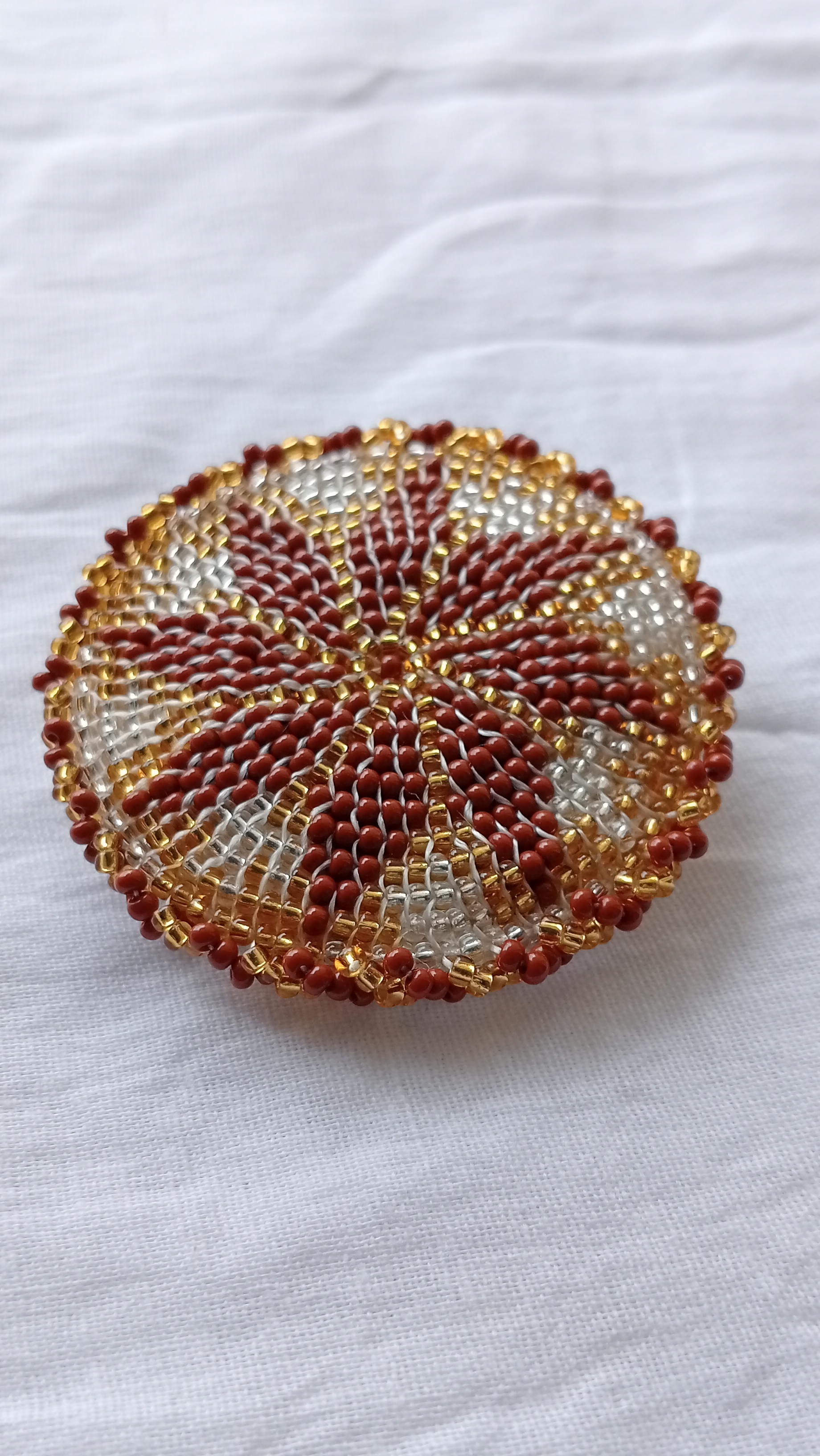 Floral Beadwoven Round Hairclip 