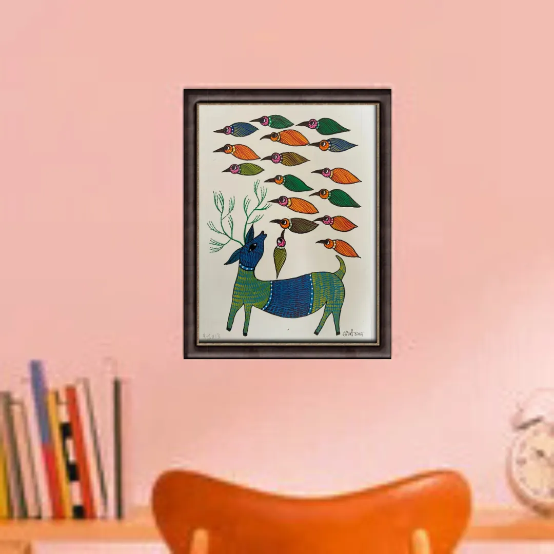 Barasingha and  Birds
