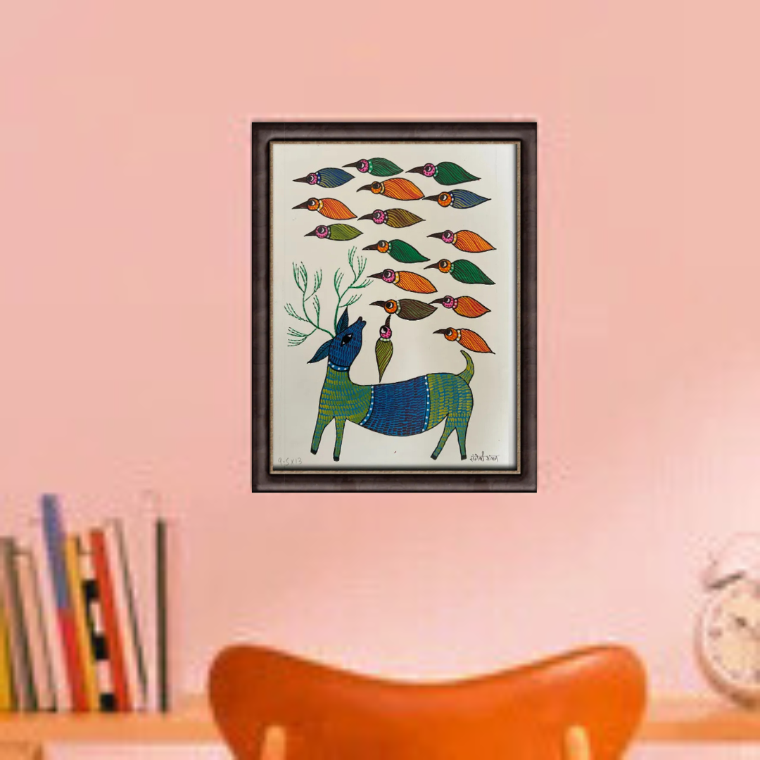 Barasingha and  Birds