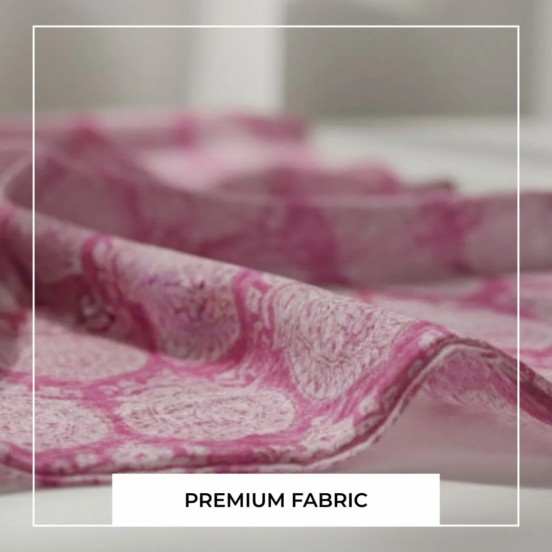 Single-Sided Hand Block Printed Mal Cotton Fabric – Pink Geometric | Sold Per Meter