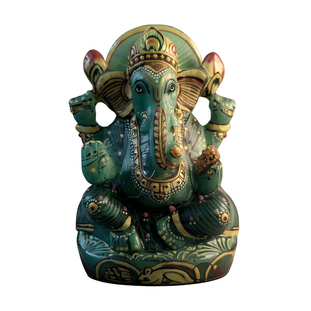 Aventurine Gemstone Ganesh Idol for Home and Spiritual Decor