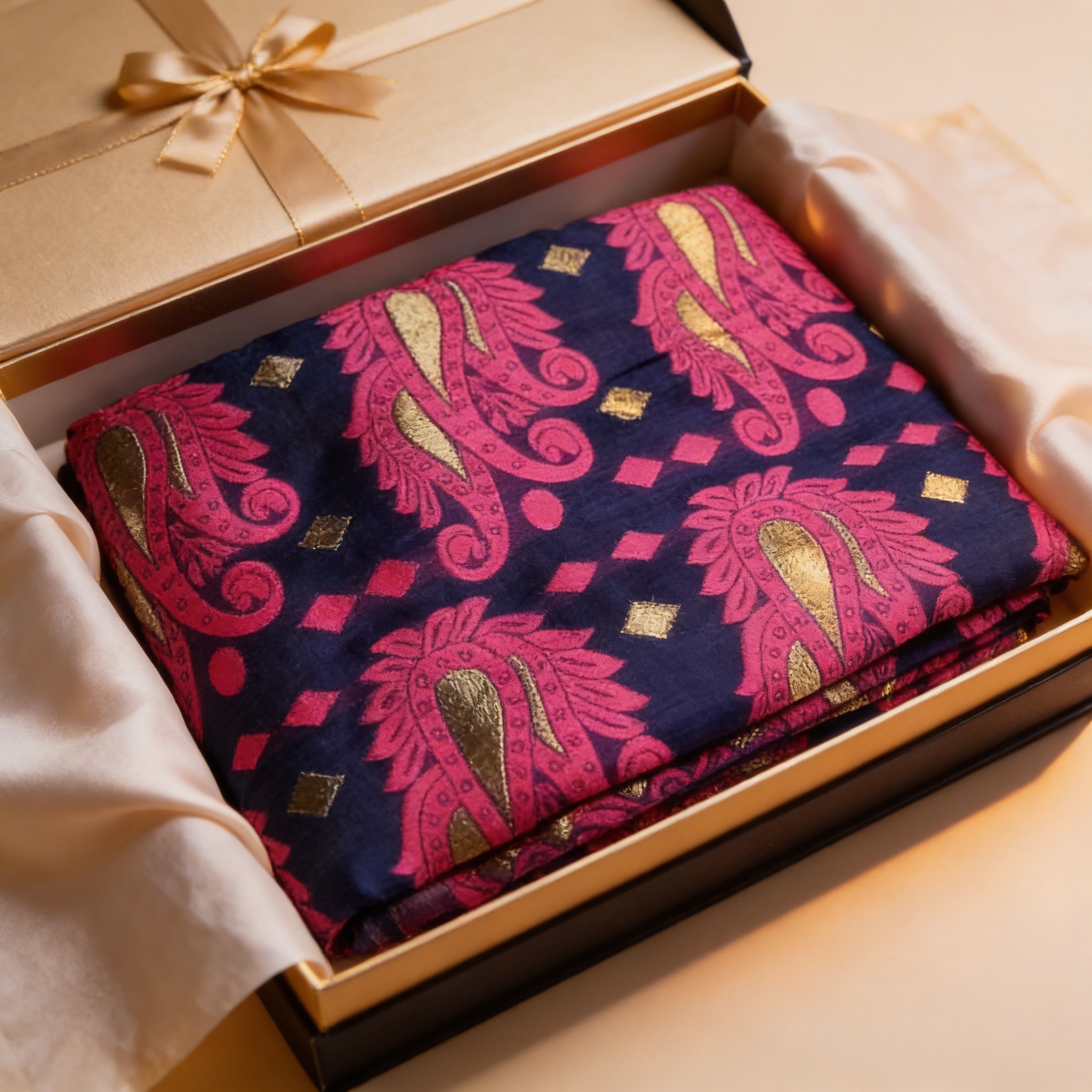 Dhaka Jamdani Cotton Silk Saree Blue Pink Printed