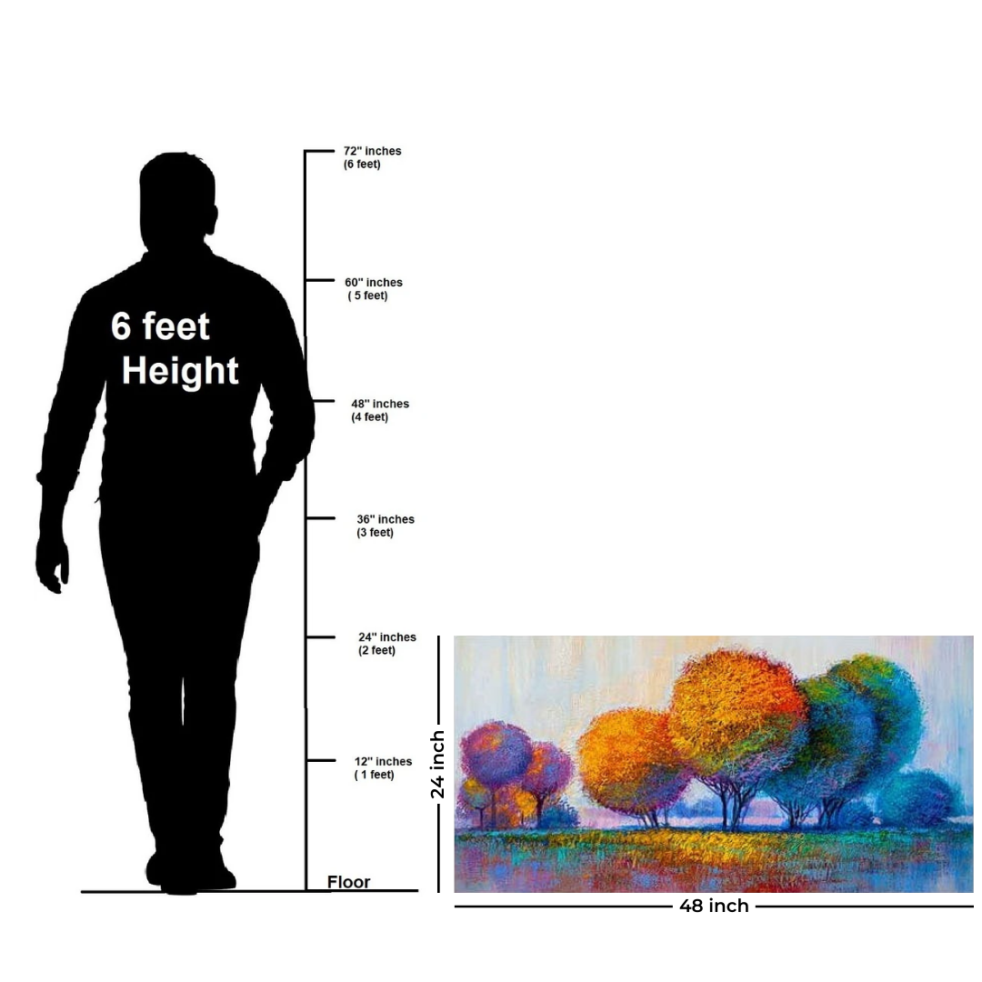 Handmade Colorful Tree Landscape Canvas Painting