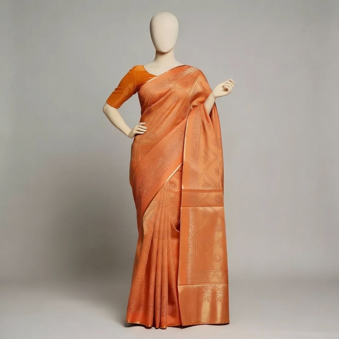 Traditional Chundari Bandhej Tie & Dye Chiffon Saree in Warm Red Tones with Matching Blouse (Unstitched)