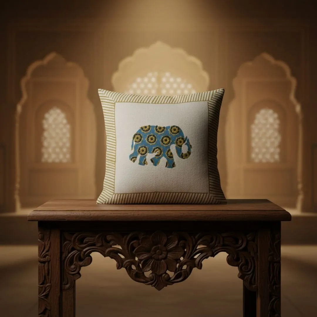 Block Printed Cotton Cushion Covers with All-Over Pattern (Set of 2)