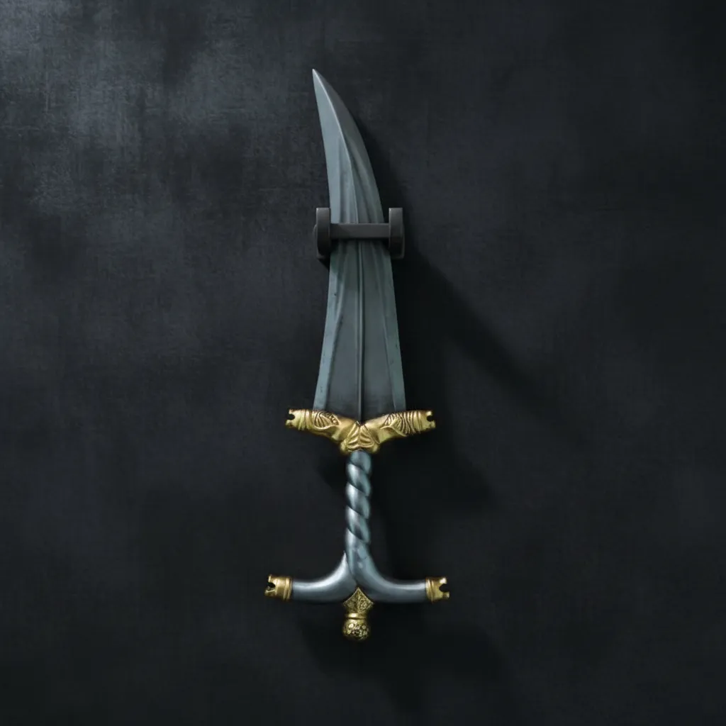 Gold Wood Still Dagger Handcrafted Decorative Koftgari Art