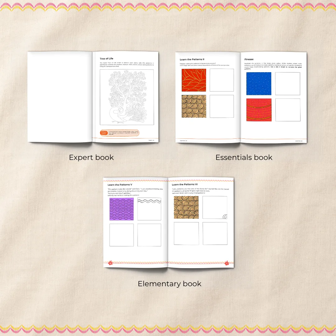 Artventures of Gond – Indian Tribal Coloring & Activity Book (Set of 3)