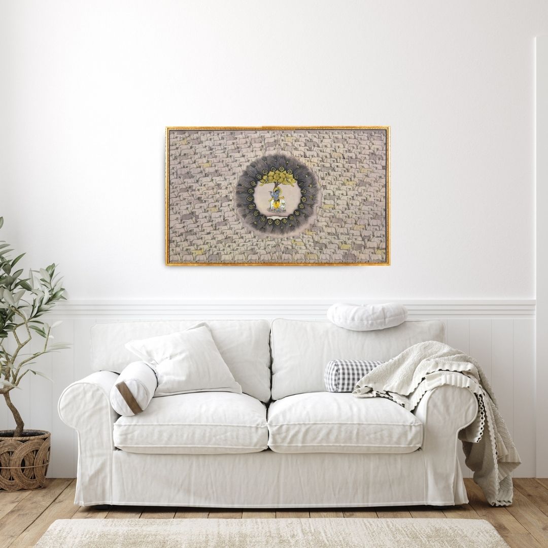 Pichwai Painting Krishna with Cows