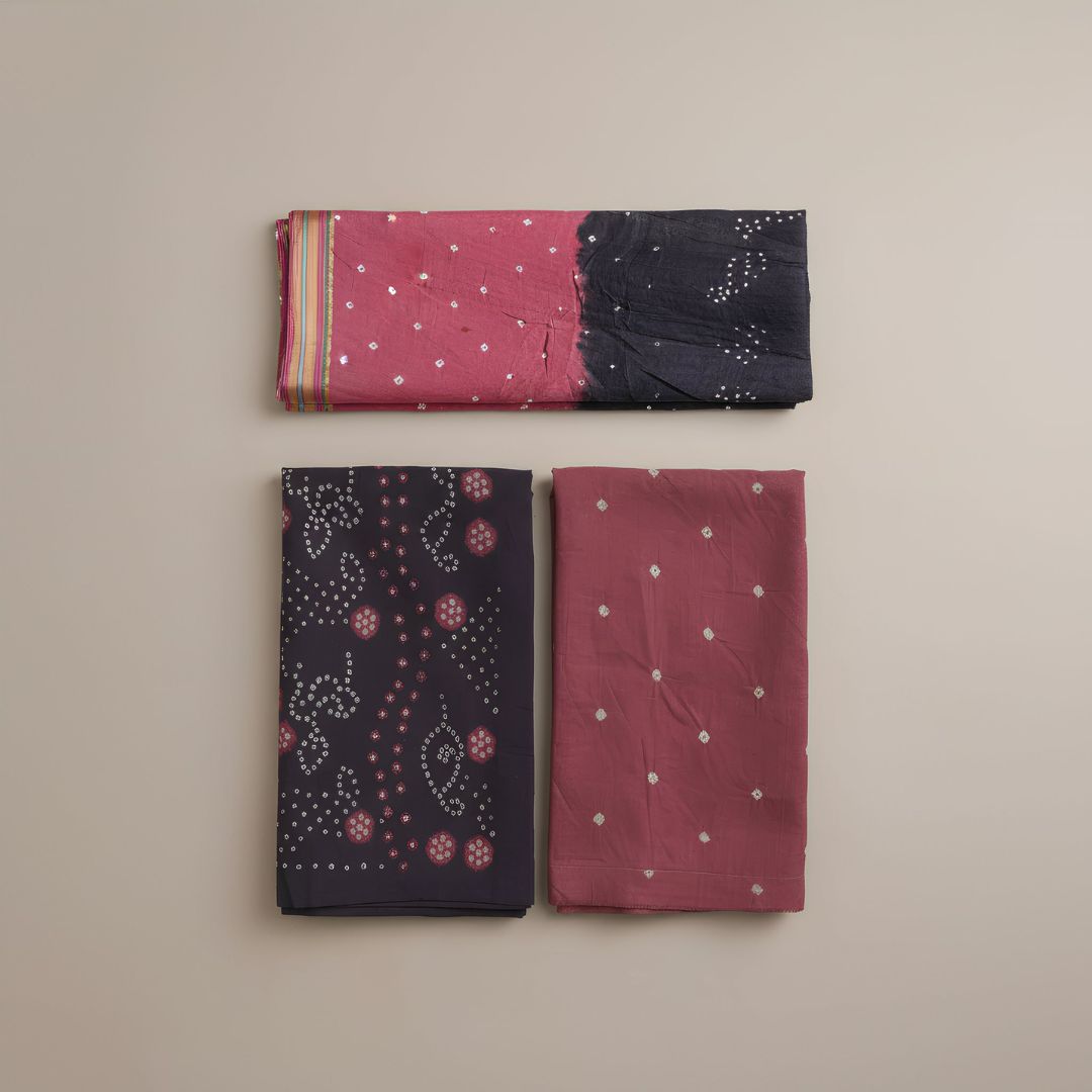 Glace Cotton Multicolour Tie and Dye Suit Fabric for Cut Top