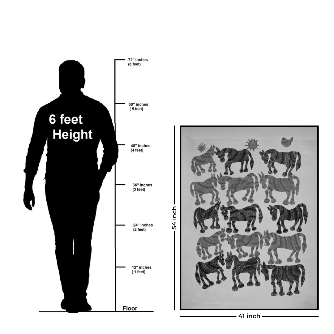 Red and Black Pithora Horses