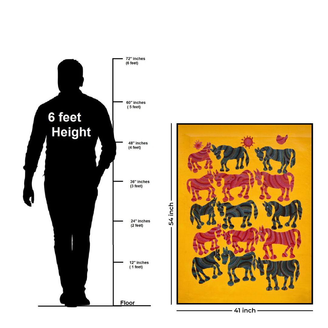 Red and Black Pithora Horses