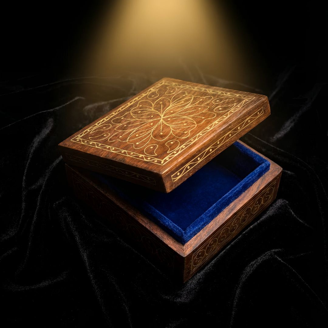 Lotus Mandala Wooden Tarkashi Inlay Box