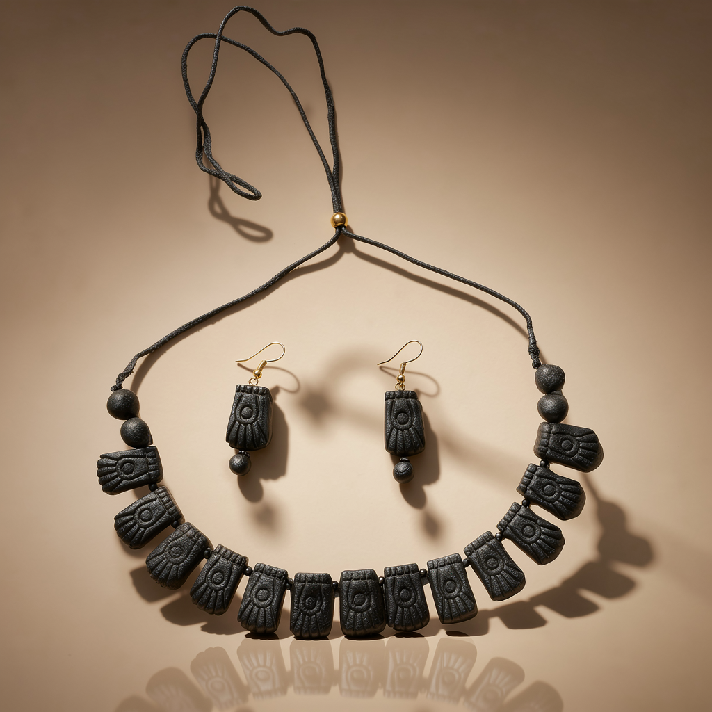 handmade terracotta jewellery set