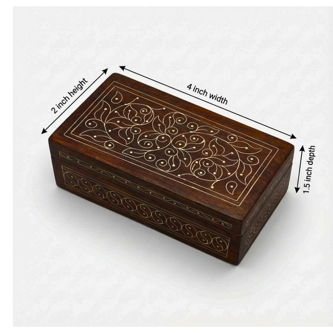 Mystic Vines Wooden Tarkashi Inlay Box 