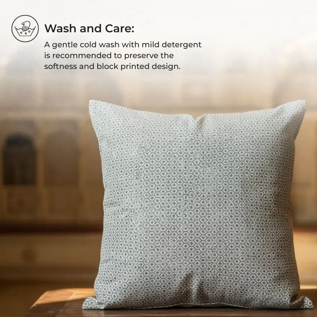 Block Printed Cotton Cushion Covers with Subtle All-Over Pattern (Set of 2)