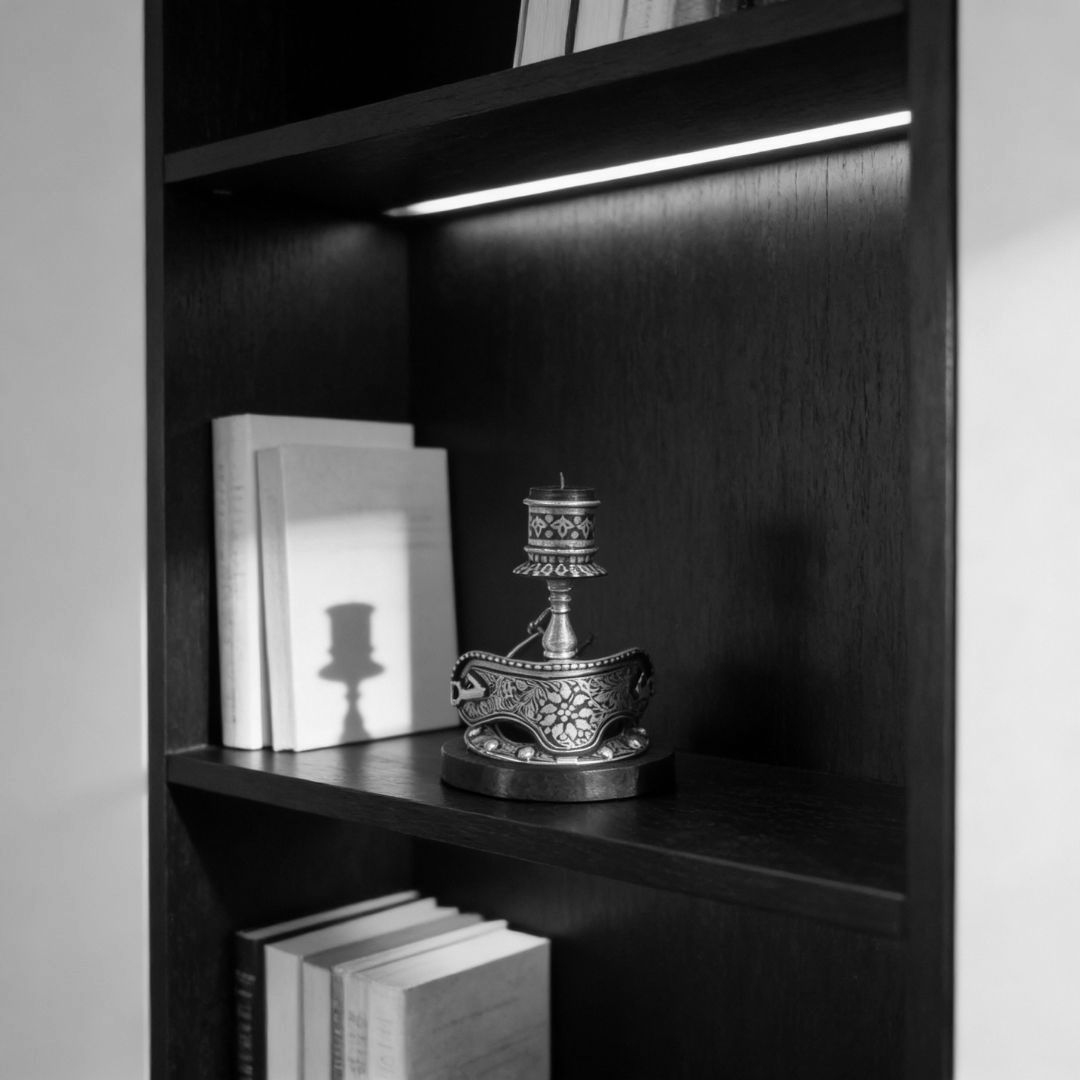 Good Luck Decorative Horseshoe with Candle Stand Koftgari Art