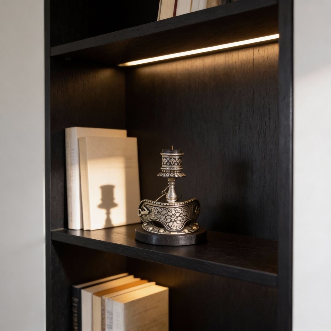 Good Luck Decorative Horseshoe with Candle Stand Koftgari Art